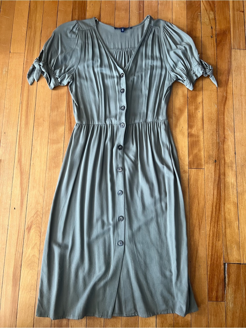 Button-Front Sage Green Dress
